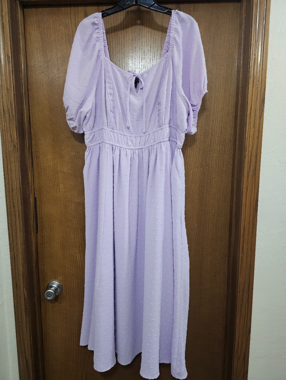 Torrid Swiss Dot Tie Front Tea Length Midi Dress In Lilac Size 1